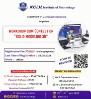 Workshop cum Contest on Solid Modeling 3D 2023 Workshop Poster